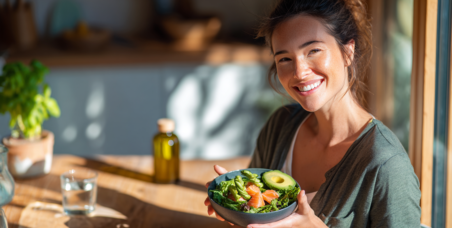 woman with a salad bowl