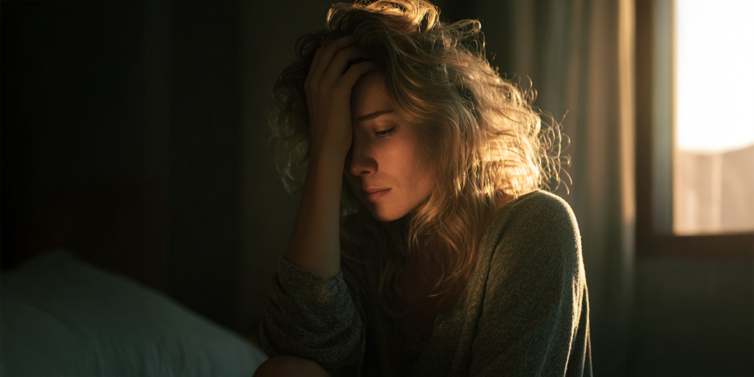 woman with her hand in her hair