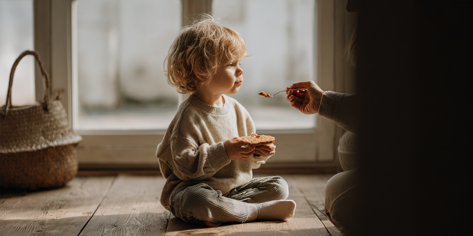 small child being fed with a spoon