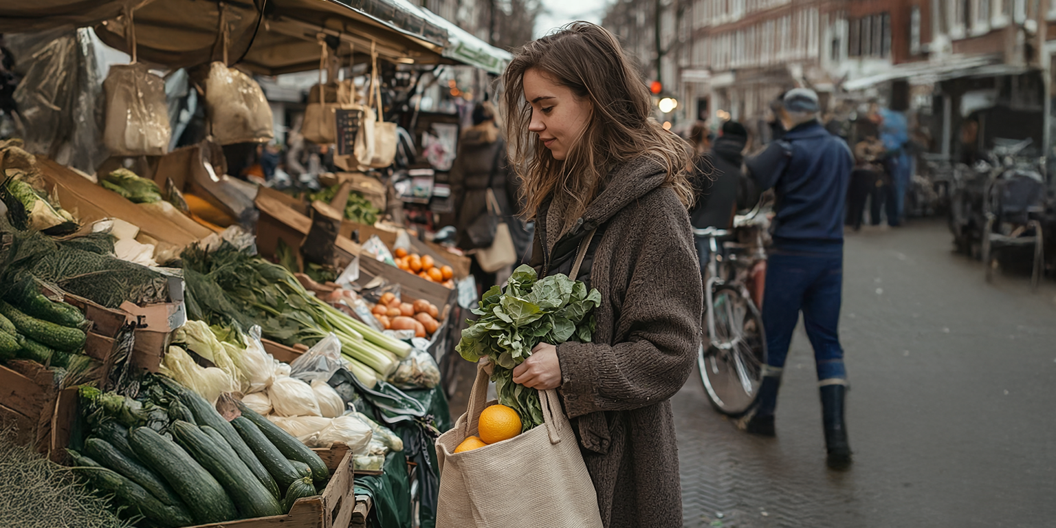 lady buying vegetables at the market