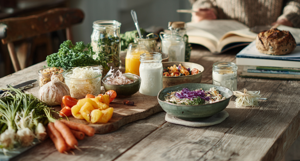 set table with vegetarian food