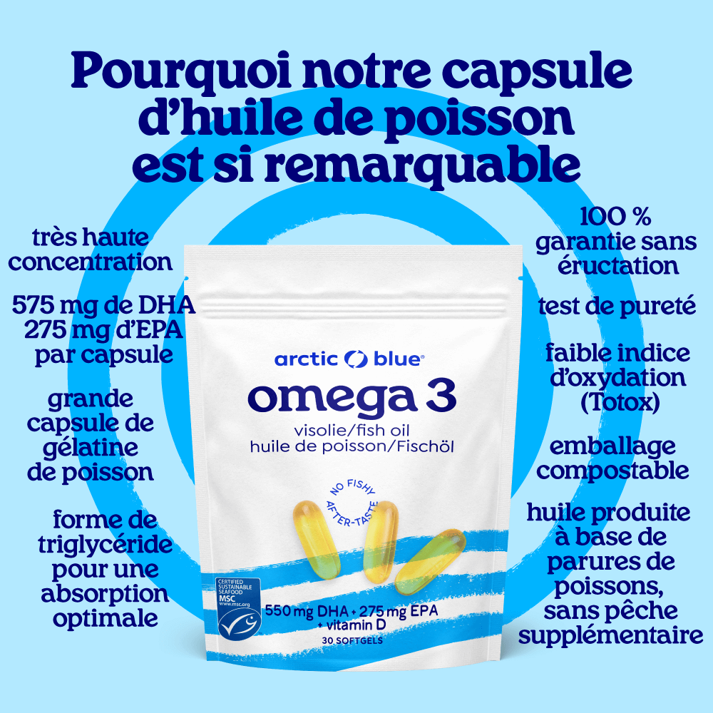 Capsules d'huile de poisson avec vitamine D3 (grand format)
